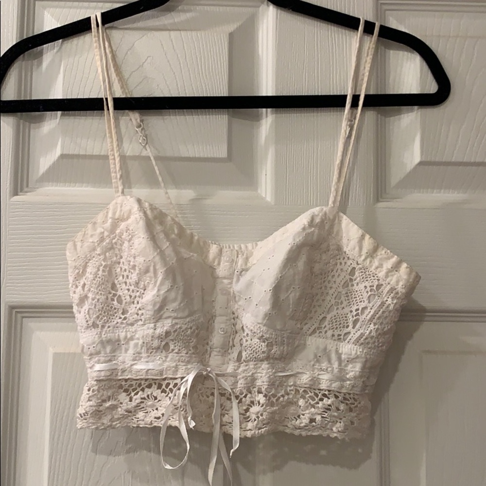 American eagle white crop tank